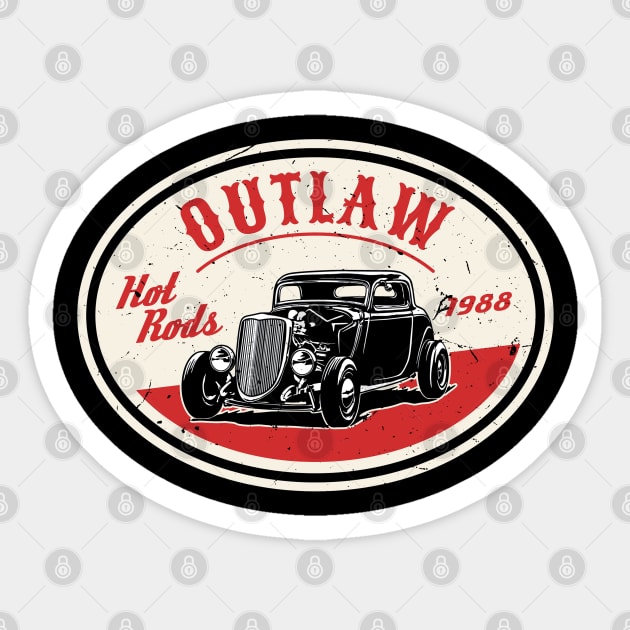 Outlaw Hot Rods 1988 Sticker by funkymonkeytees